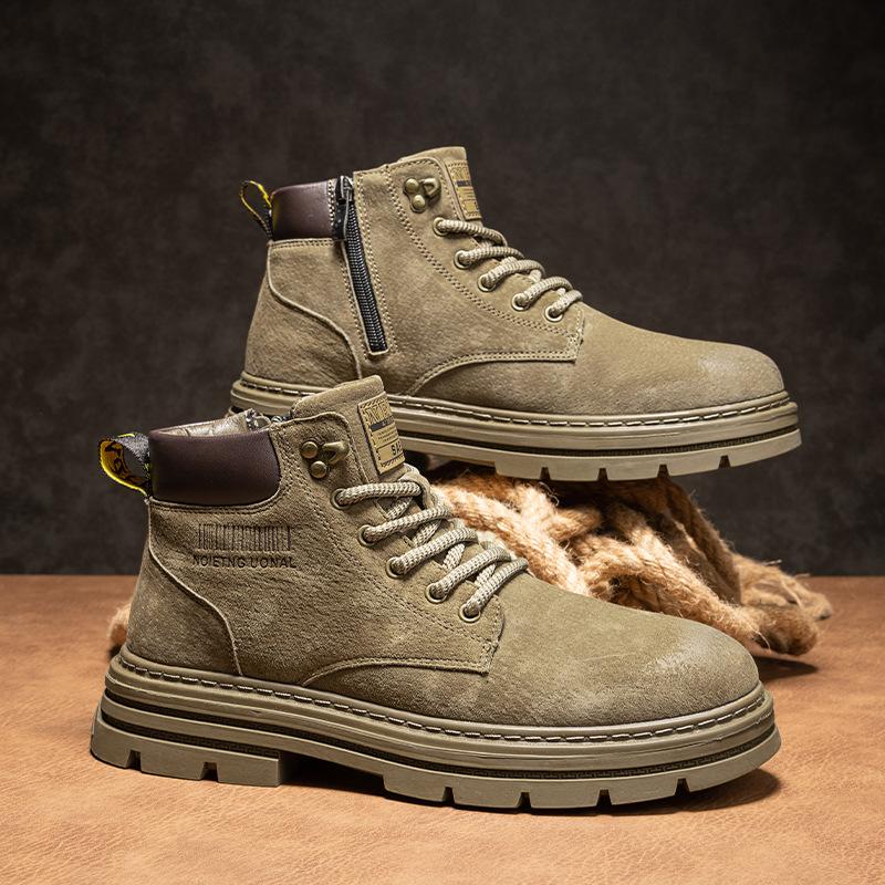 High-top retro leather boots autumn Putian new leather thick-soled big yellow boots outdoor American Martin boots