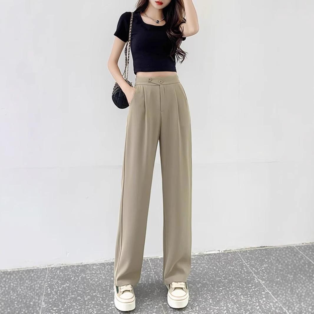 

Women s High Waist Loose Fit Wide-Leg Green Suit Pants, Petite 150 XS (60-79 jin)