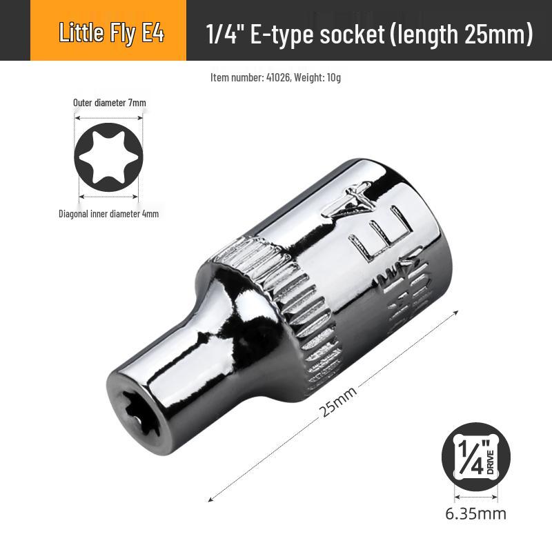 E-Type Star Socket Set: Large, Medium, Small Flower Head Sleeves for Auto Repair (E8, E10, E14, E20, E22)