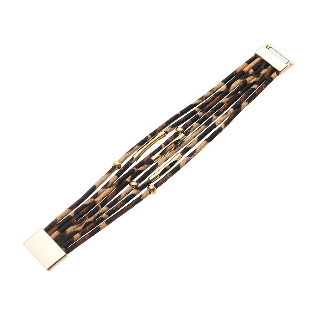 Multilayer  Wide Wristband Leopard Leather Bangle  Bracelets & Bangles Magnetic Clasp Bracelet