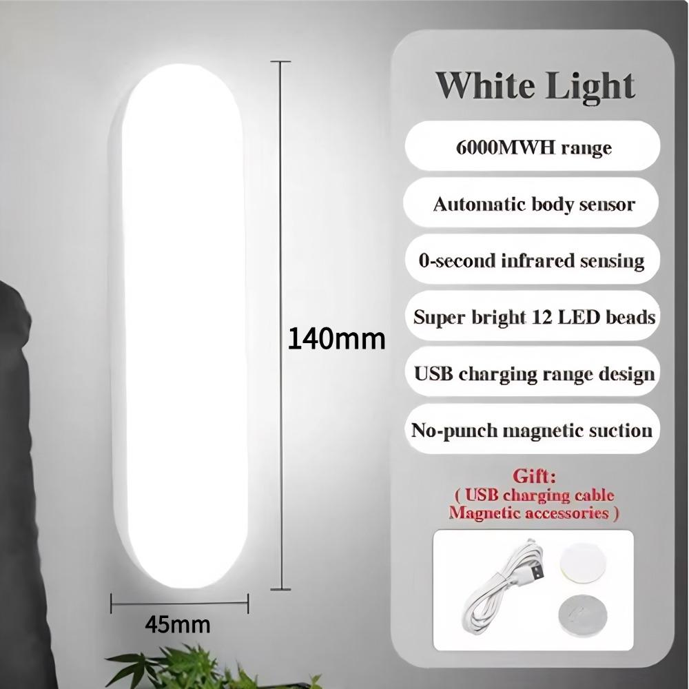 Lampada da notte a LED magnetica ricaricabile con sensore di movimento PIR a LED Lampada da notte a LED magnetica ricaricabile USB senza fili per la luce della camera da letto per la cura del bambino del guardaroba del corridoio della scala