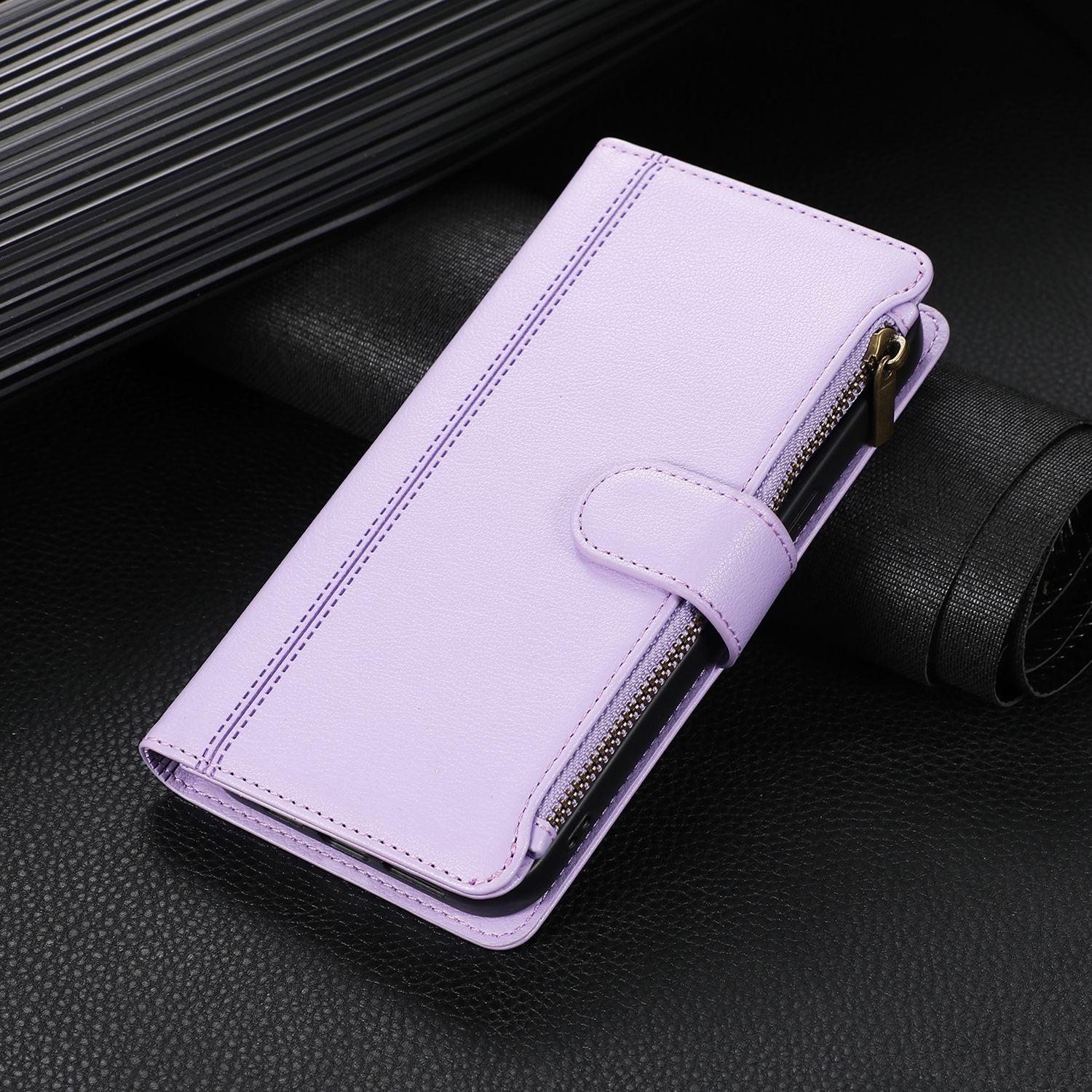 

Чохол-гаманець із слотами для шнурків для карток і готівкою на блискавці для iPhone, Samsung, Xiaomi, Redmi, Google, шкіряна підставка з PU, відкидна кришка iPhone 14 Pro Max фіолетовий