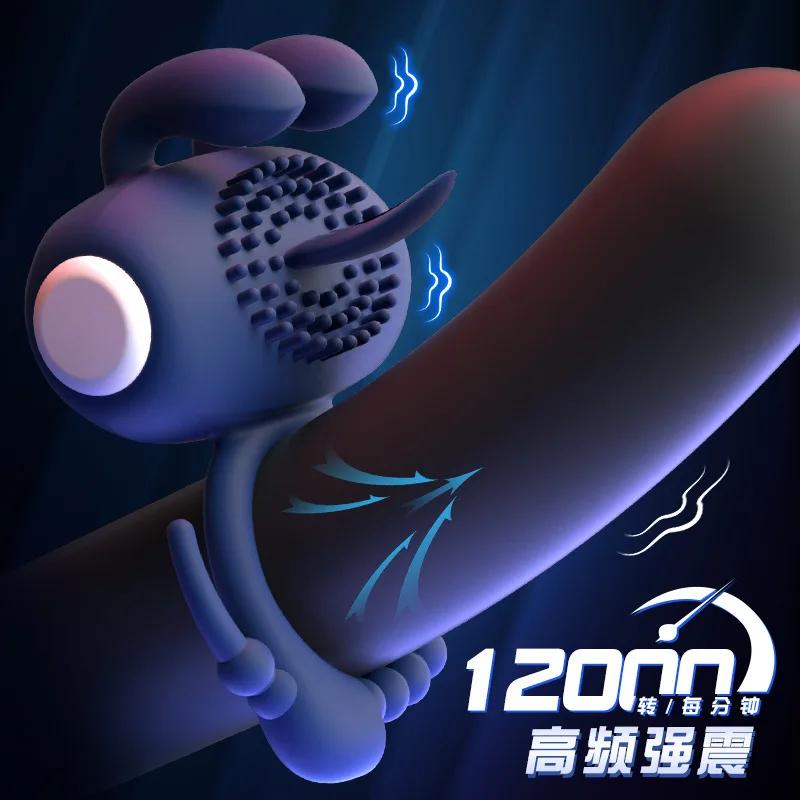 Vibrating Cock Ring for Men Silicone Penis Rings Intense Vibration Mens Vibrator Longer Harder Stronger Erection Adult Sex Toys