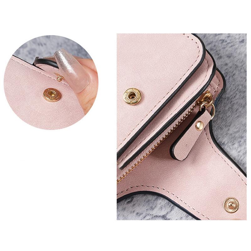 Women Wallet Frosted Leather Vintage Female Clutch Bag Credit Card Holder Ladies Zip Purse Phone Bag Money Clip