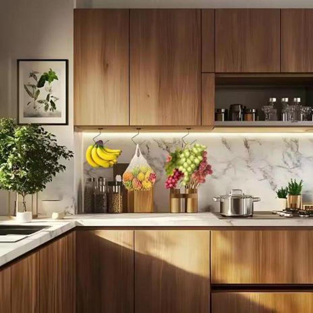 2Pcs Space Saving Under-Cabinet Banana Hanger Strong Load-bearing Utensil Storage Hook  Kitchen