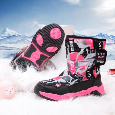 Winter Children Shoes Plush Waterproof Fabric Non-Slip Girl Shoes Rubber Sole Snow Boots Fashion Warm Outdoor Boots