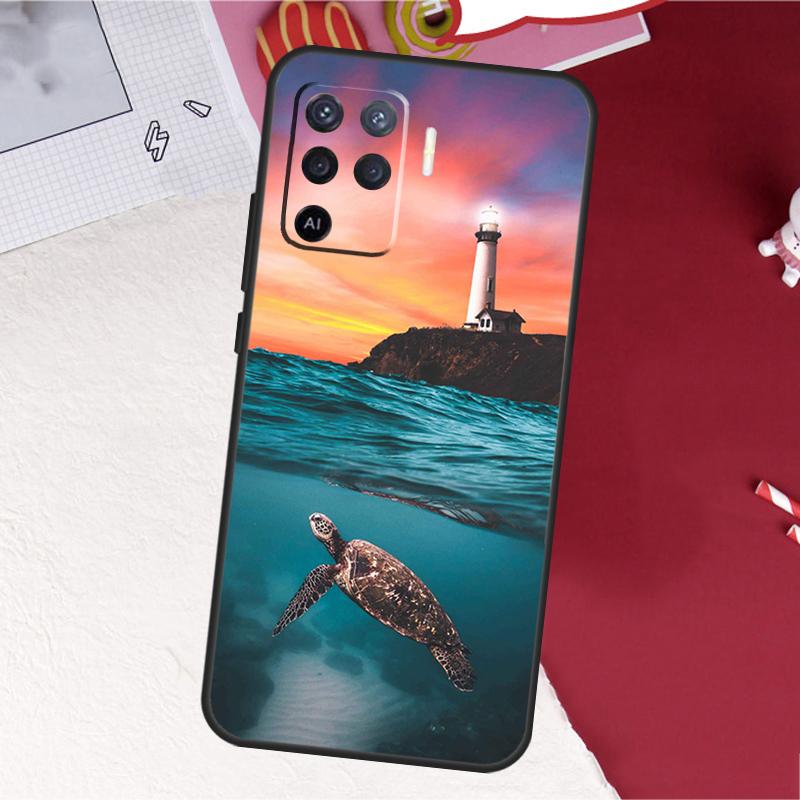 Cute Cartoon Turtles Case For Oppo A17 A57 A77 A74 A54 A94 A78 A98 A18 A60 A80 A40 A38 A58 A96 A76 A16 A15 A5 Pro