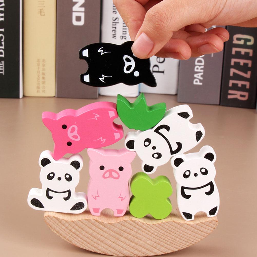 Buy Wooden Panda Pig Balance Game Moon Stacking Development Kids Toy at