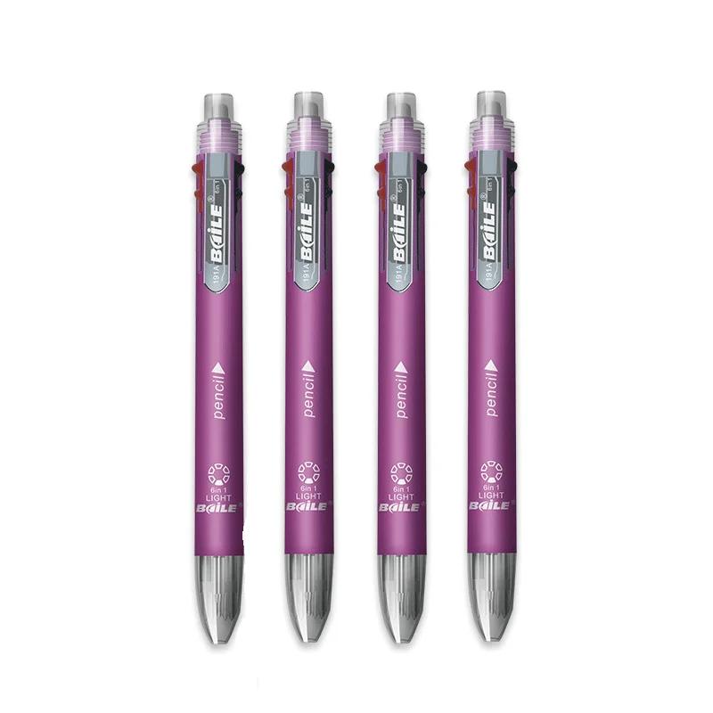 6-in-1 Mehrfarbiger Kugelschreiber-Set Einziehbar 5 Farben und Mechanischer Bleistift in einem Stift Multifunktionsstift Schreibwaren