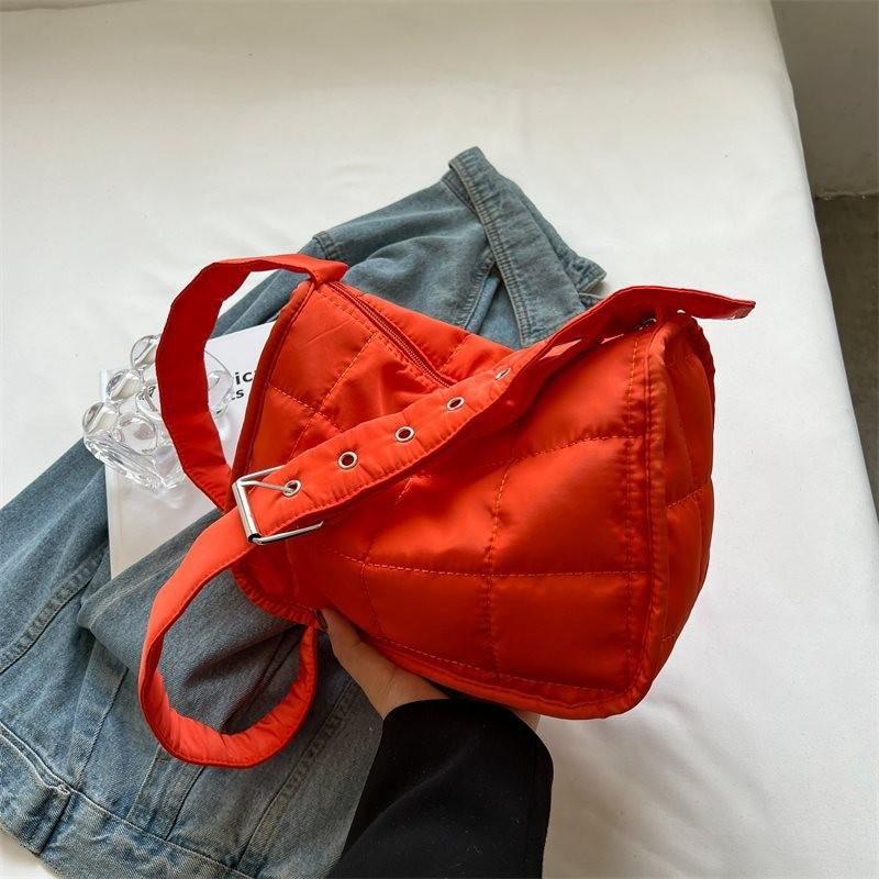 Stylish Women's Wide Strap Casual Shoulder Crossbody Canvas Bag For 2024 In Cream Black Orange And Green