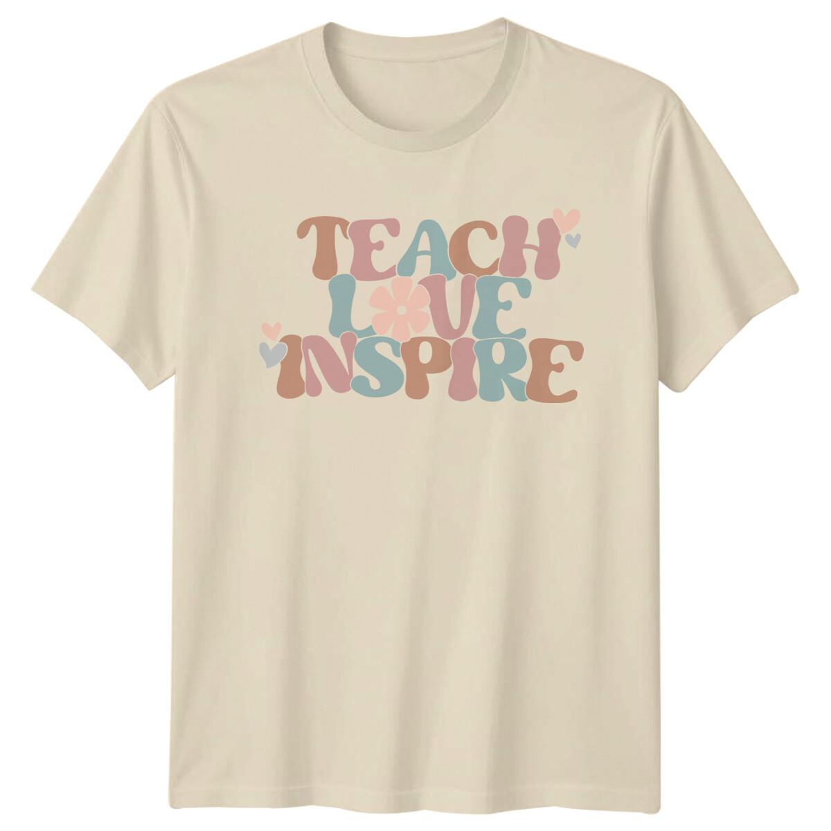 Teach Love Inspire Retro Teacher T-Shirt -a XXXXL