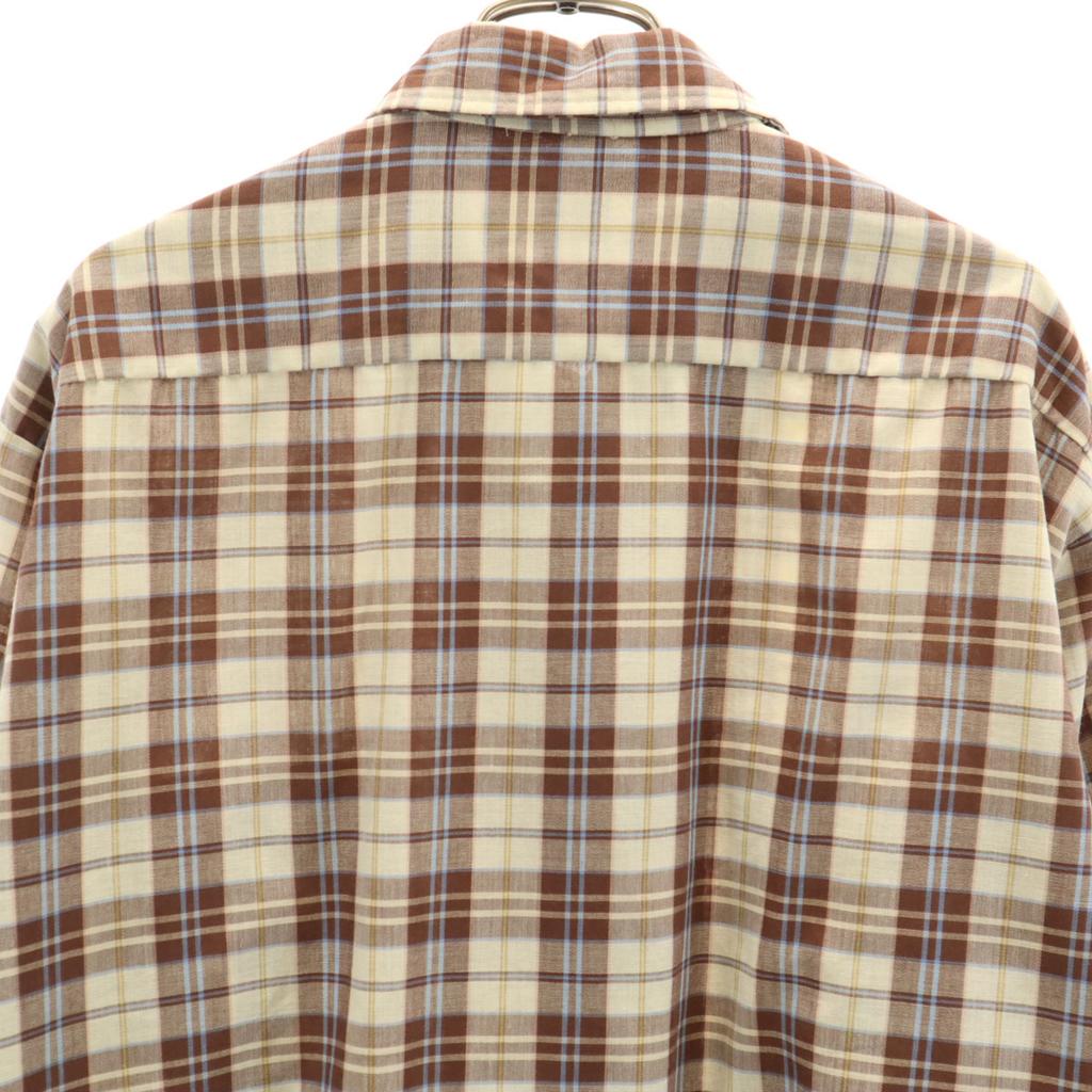 Sears 70s Made in USA Vintage Check Pattern Long sleeve CPO shirt L Brown Men's Used