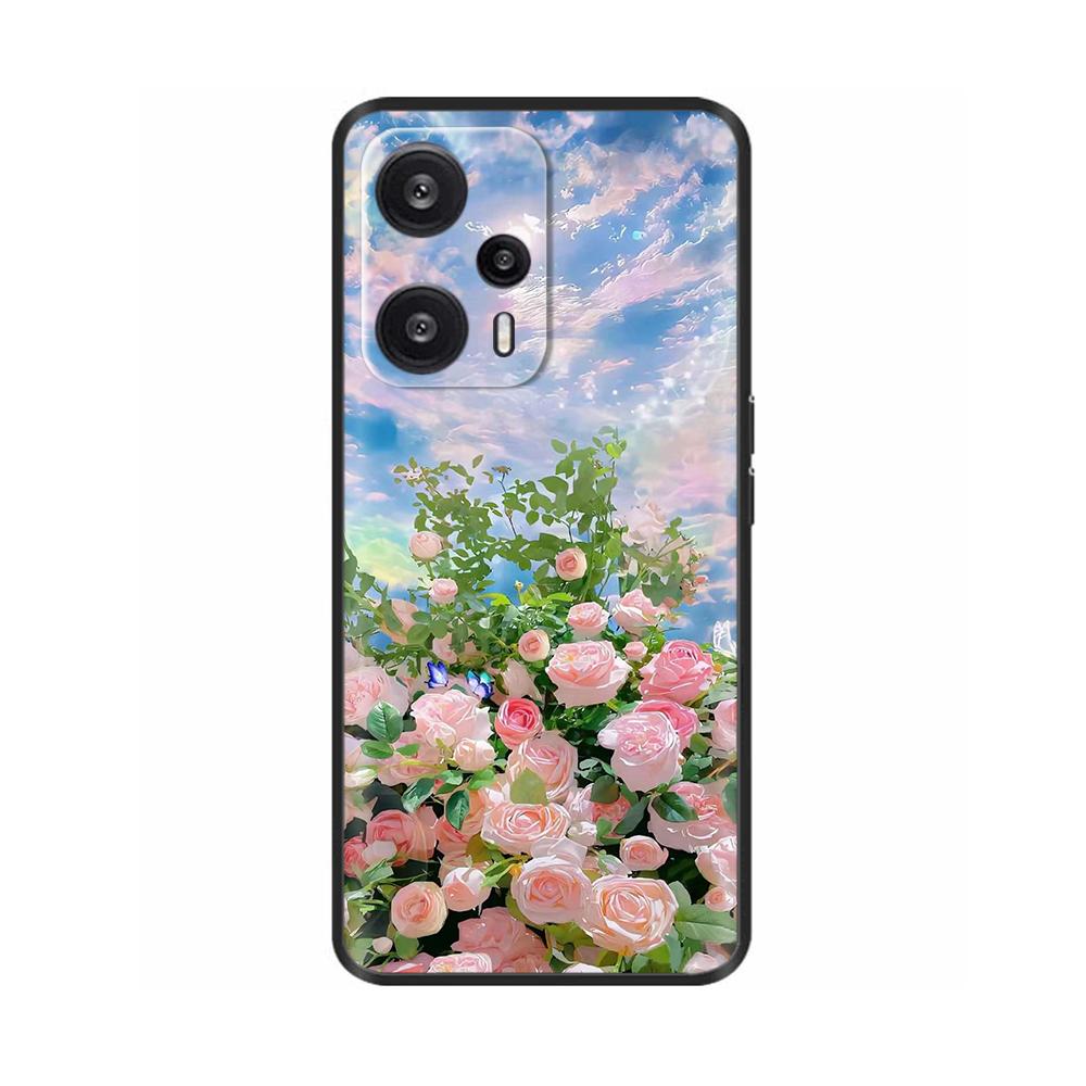 Black Silicone Case For Xiaomi Poco F5 Case For Poco F5 Pro Printed Phone Cover for Xiaomi Poco F5 5G PocoF5 Shockproof Shell