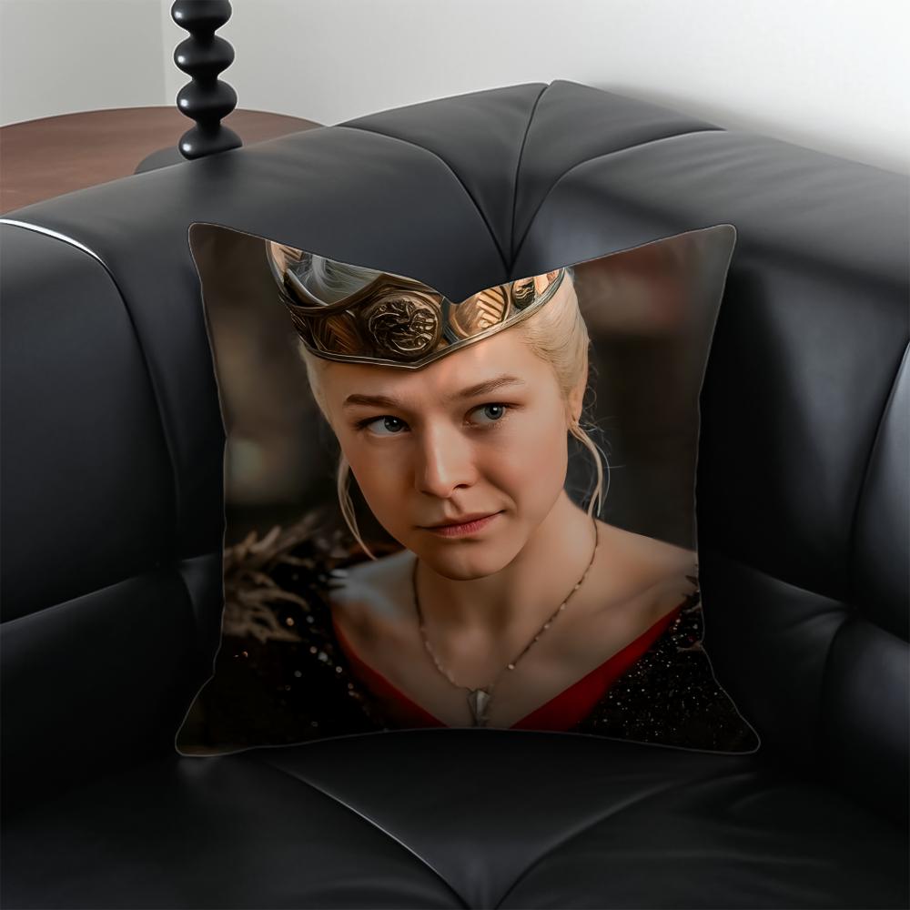 RRhaenyra Targaryen Kissen Schlag Fantasie Kissenbezug Kissenhülle Anti-Milben Unsichtbarer Reißverschluss seidiger Plüsch Kissen
