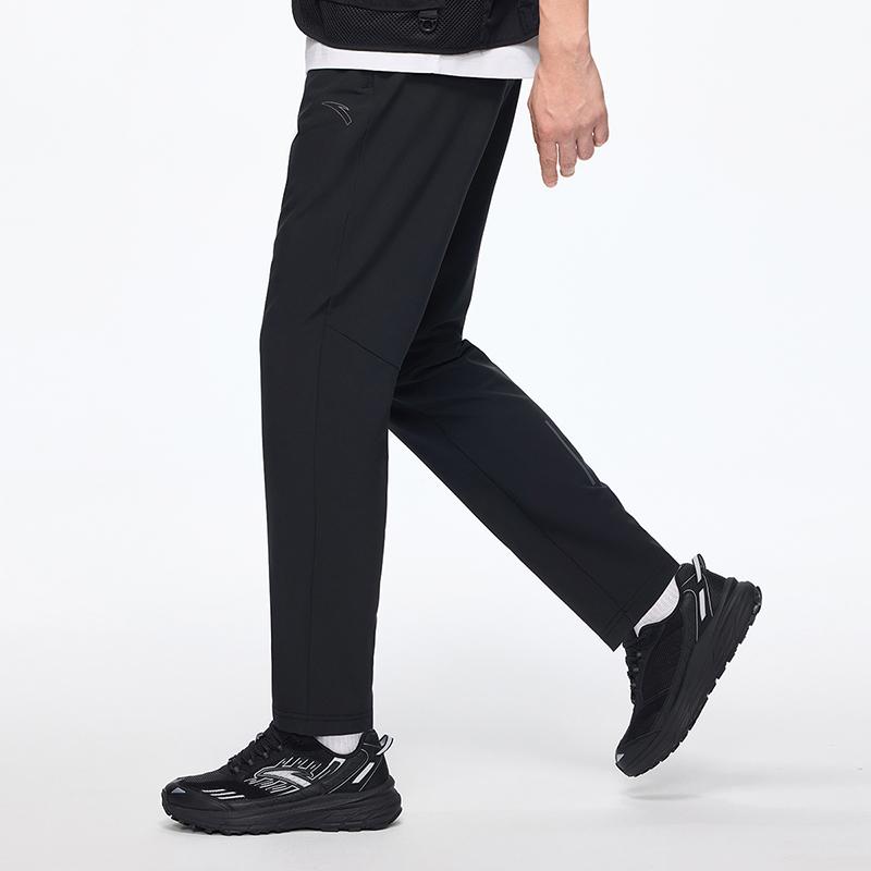 Anta Solid Color Casual Elastic Drawstring Knitted Sports Pants Men Bottoms Black 952415501-1