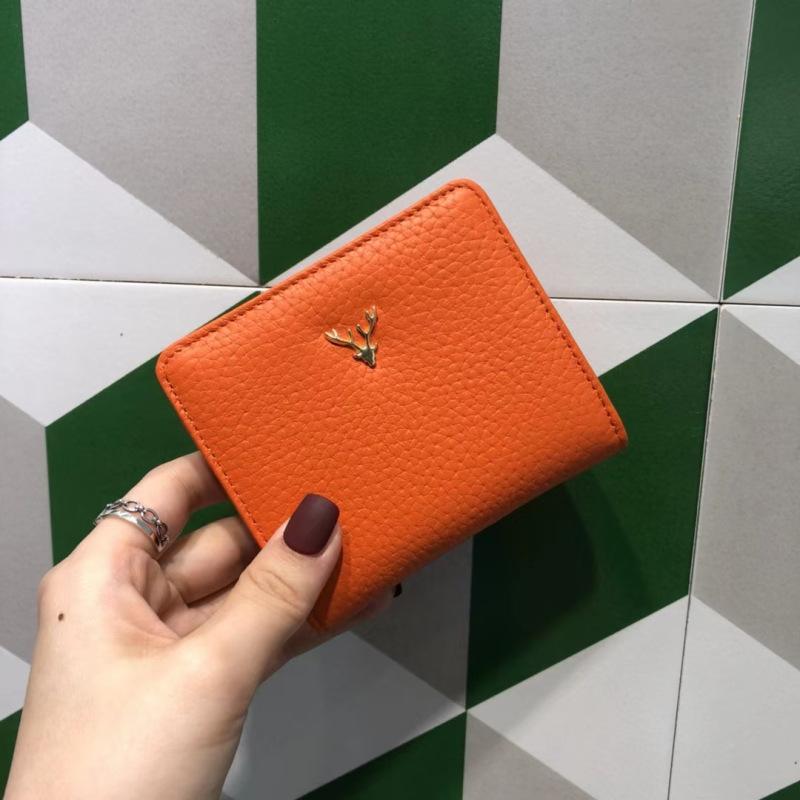 Rindsleder Damen Geldbörsen Kurze Dünne Kleine Brieftasche Chic Weihnachten Hirsch Knopf Damen Echtleder Kartenhalter Brieftasche Münzbörse