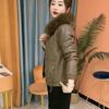 Women Artificial Leather Plus Velvet Padded Coat Winter Female Detachable Fur Collar Western Fashion Warm Jacket Artificial Leather Overwear