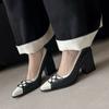 Fashion 2025 New Women Shoes Genuine Leather Pumps Thick High Heels Spring Summer Elegant Office Pumps Pointed Toe Classic Casual Shoes
