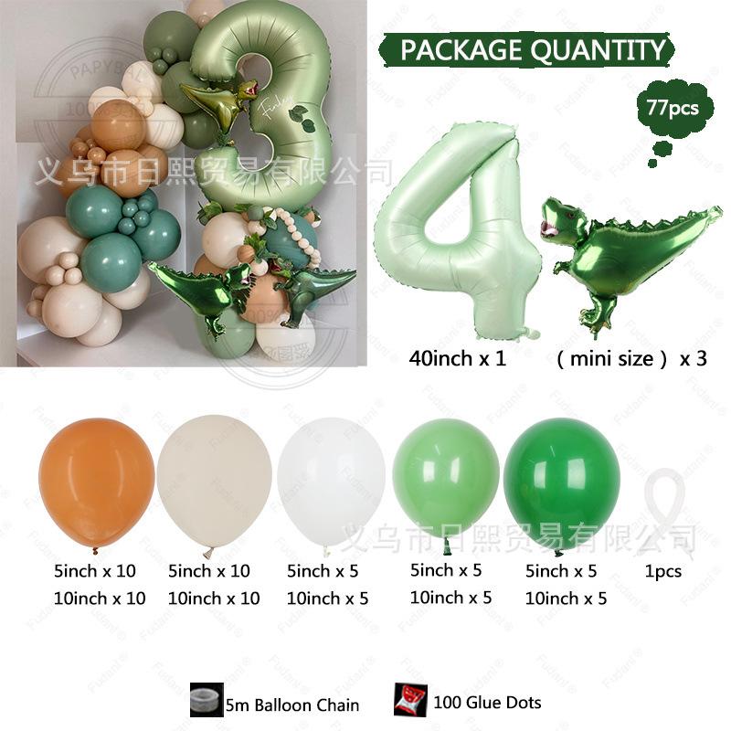 

Набор из 77 зеленых воздушных шаров для вечеринки в стиле динозавров, 40-дюймовые зеленые цифровые фольгированные шары 1-9, украшение для вечеринки по случаю дня рождения мальчика/ребенка, детское шо Other коричневый
