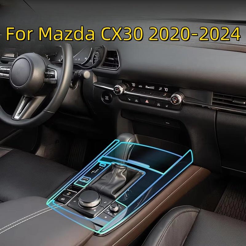 TPU-Schutzfolie für Mazda CX30 -2024 Innenraum Mittelkonsole Schalthebelpanel Navigationsbildschirm Kratzfest Reparatur LHD RHD