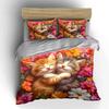 "Floral Kitten Snuggle Gift Set" Exquisite three-piece bedding set gift for kids and adults