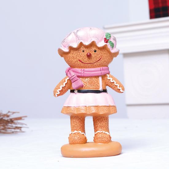 Gingerbread Man Figurine Christmas Resin Gingerbread Statue with Dress/Suit Holiday Tabletop Ornament for Home Kitchen Mantel Decorations