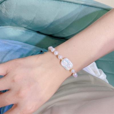 Freshwater Pearl Baroque Pearl Bracelet Colorful Square Bracelet Small Design Personalized Fashion Bracelet