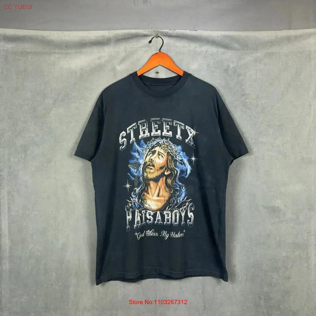 Paisa Boys X Streetx T Shirt Unisexs Size Xl Faded Black God Bless My Haters Rare Vintage Graphic Streetwear Comfortable