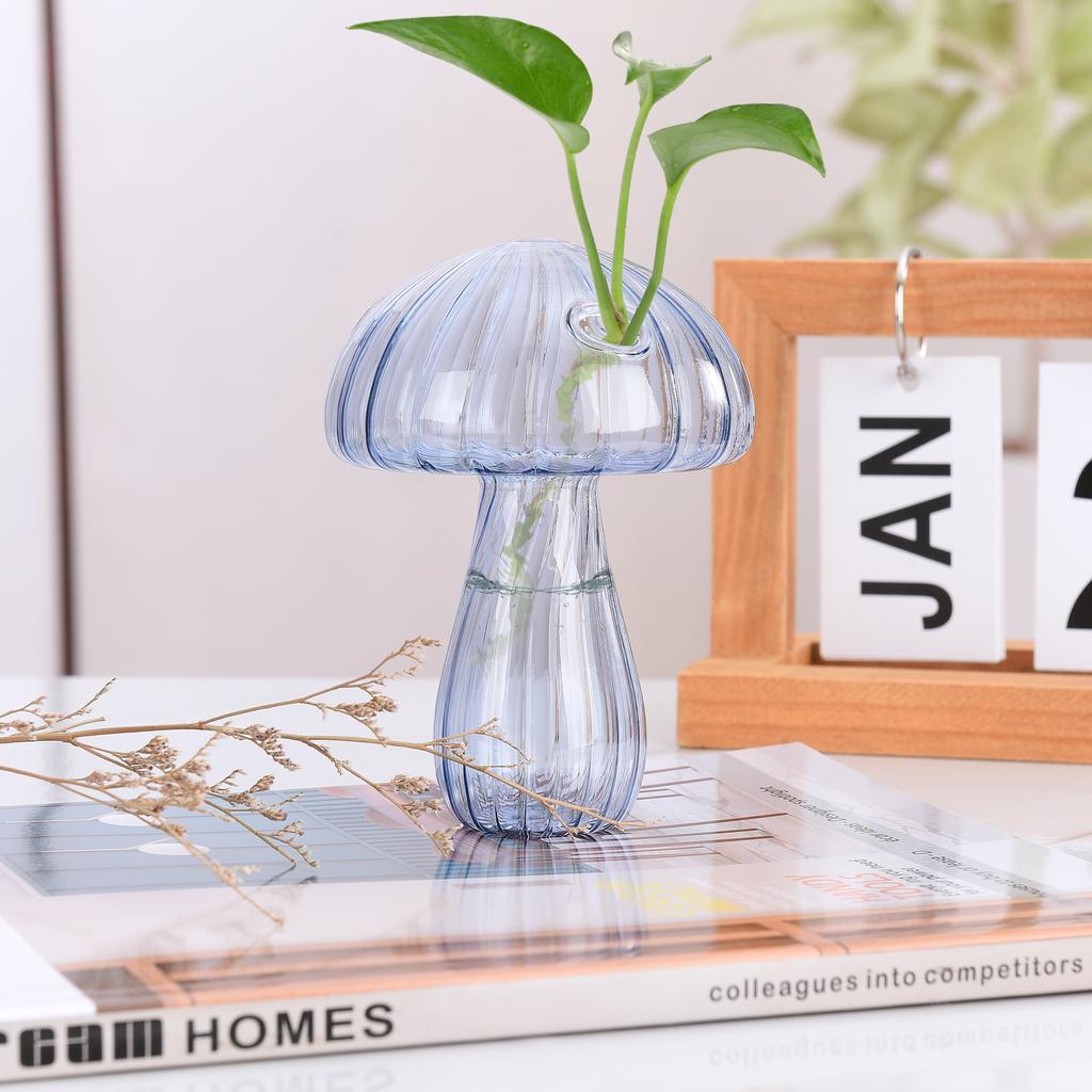 Mushroom Vase Elegant Home Decor Hydroponics Glass Vase Water Planting Glass Container