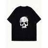 Abito Maglietta Oversize Nero Stampa Albero Teschio Grafico Streetwear Abbigliamento Casual