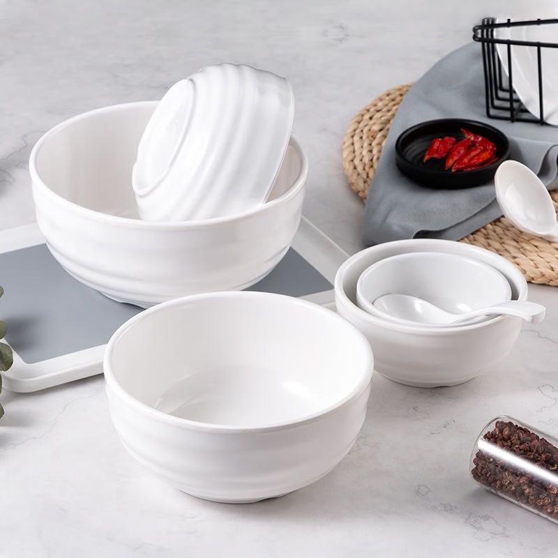 ZISIZ Thickened Threaded Melamine Noodle Bowl