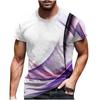 Summer Round Neck 3D Line Print Top Fashionable Casual Short Sleeved Men's T-shirts
