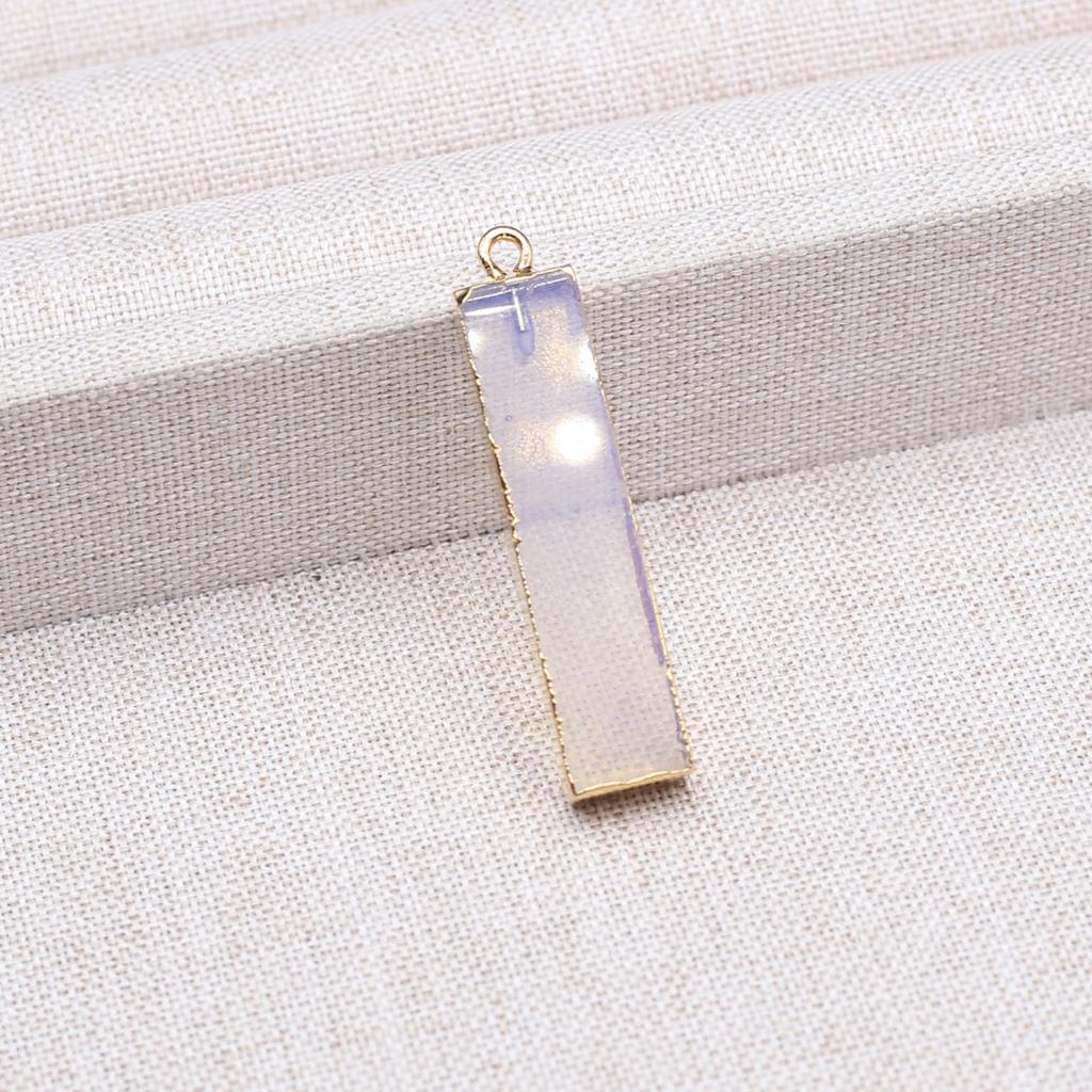 Aura Healing Crystal Pendant, Energy Natural Stone Rose Quartz Clear Quartz Rectangular Charms for Jewelry Making DIY Necklace Accessories 8×40mm