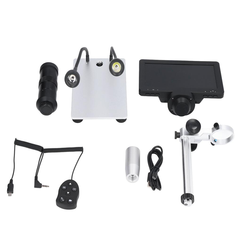 LCD Digital Microscope 1200X 1080P Video 12MP Accurate Focusing HD Repair Eyepiece 7in Screen