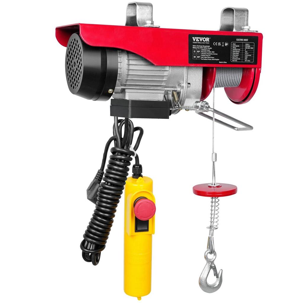 Electric Hoist, 550 lbs Lifting Capacity, 510W 220V Electric Steel Wire Winch with 14ft Wired Remote Control, 40ft Single Cable Lifting Height & Pure