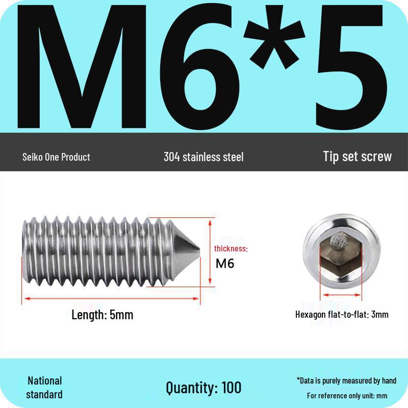 304 Stainless Steel Internal Hex Set Screw | Headless Grub Screw M2-M16