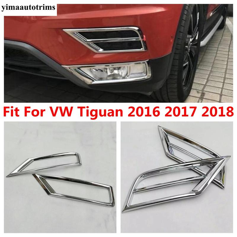 Front Bumper Fog Lights Lamps Frame Decoration Cover Trim For Volkswagen VW Tiguan 2016 - 2018 ABS Chrome Accessories Exterior