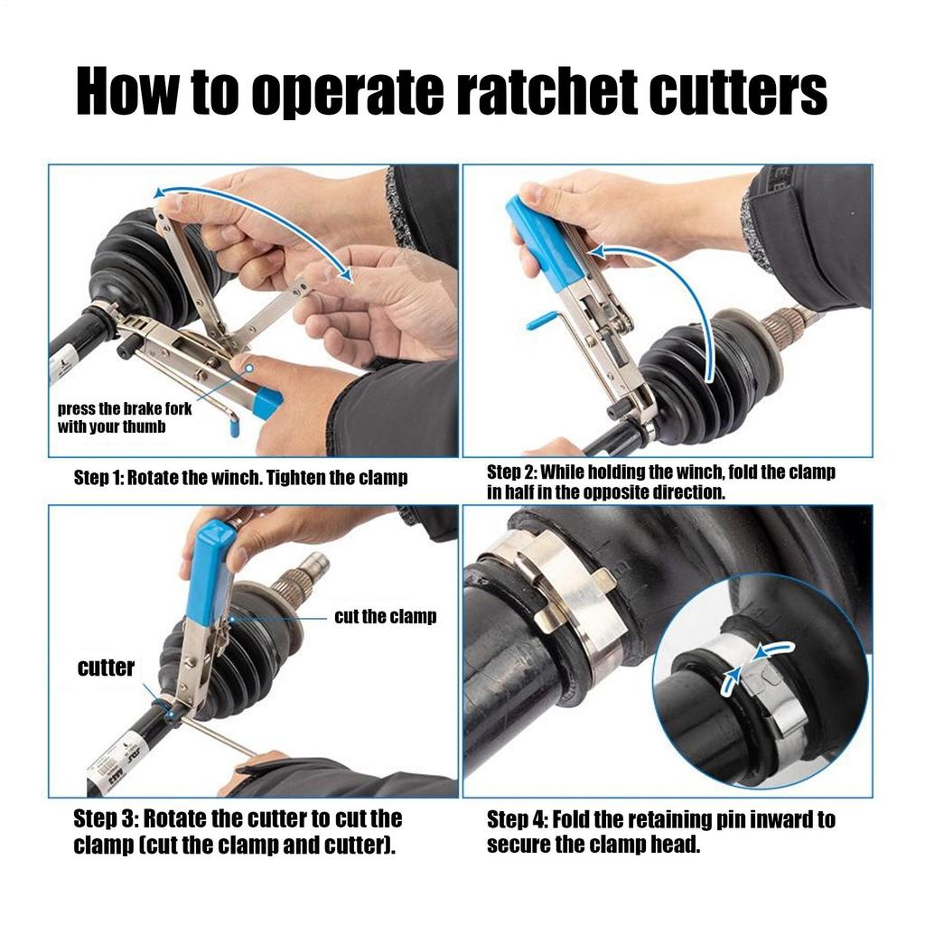 Axle Boot Clamp Tool Heavy Duty Tightener With Ratchet Steel CV Joint Ear Clamp Banding Tool For Car Maintenance Vehicle