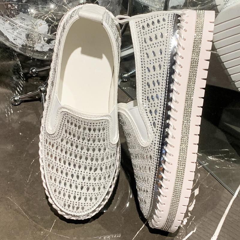 

Мода Большой размер Внешняя торговля 2025 Весна и Осень Новые Платформа Ленивые Повседневные Стразы Корейская Версия Универсальная Студенческая Обувь 44