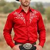 Herren Bedrucktes Ethnisches Scroll-Hemd Western Style Hemd Cowboy Hemd Langärmelig Retro Outdoor Urlaubs Oberteil