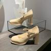 fashion 2024 Summer Mary Janes Vintage Sandals Woman Buckle Non-Slip Casual adies Solid Elegant Heels