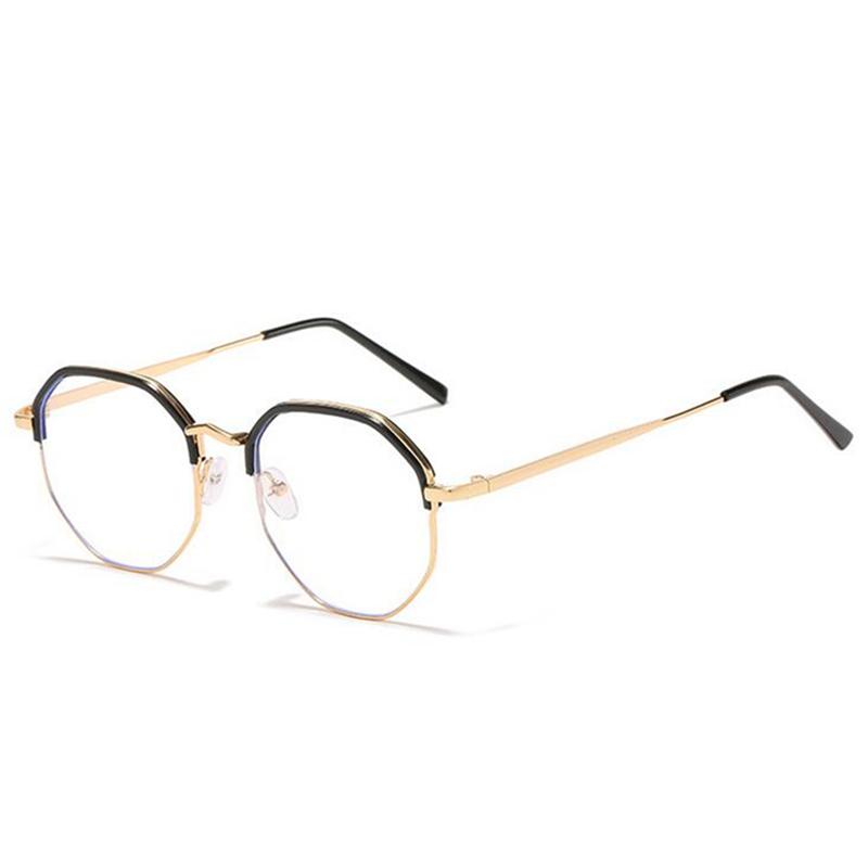 Literary Polygon Student Myopia Glasses Women Metal Black Gold Frame Minus Lens Diopter Glasses Prescription 0 -0.5 -1.0 To -6.0