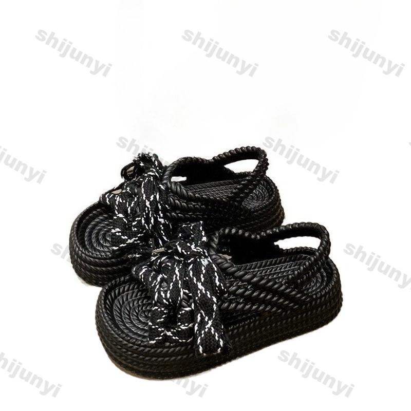 Fashion Women Platform Sandals 2025 New Summer Outdoor Casual Lace-up Weave Roman Flat Shoes Fashion Comfortable Soft Bottom Beach Muje