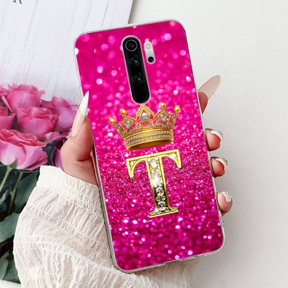 Fashion Crown Initial Letter Case For Xiaomi Redmi Note 8 Pro Note8 8T Soft Silicone TPU Cover For Redmi Note 8 8Pro Phone Cases