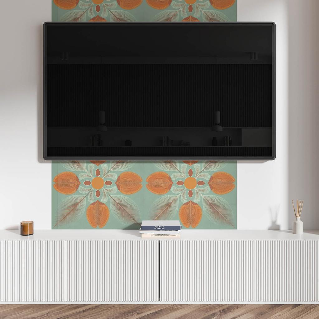 Winylowy Panel Samoprzylepny Do Pokoju Młodzieżowego 120X60 Cm Kwiatowy Wzór Z Liśćmi