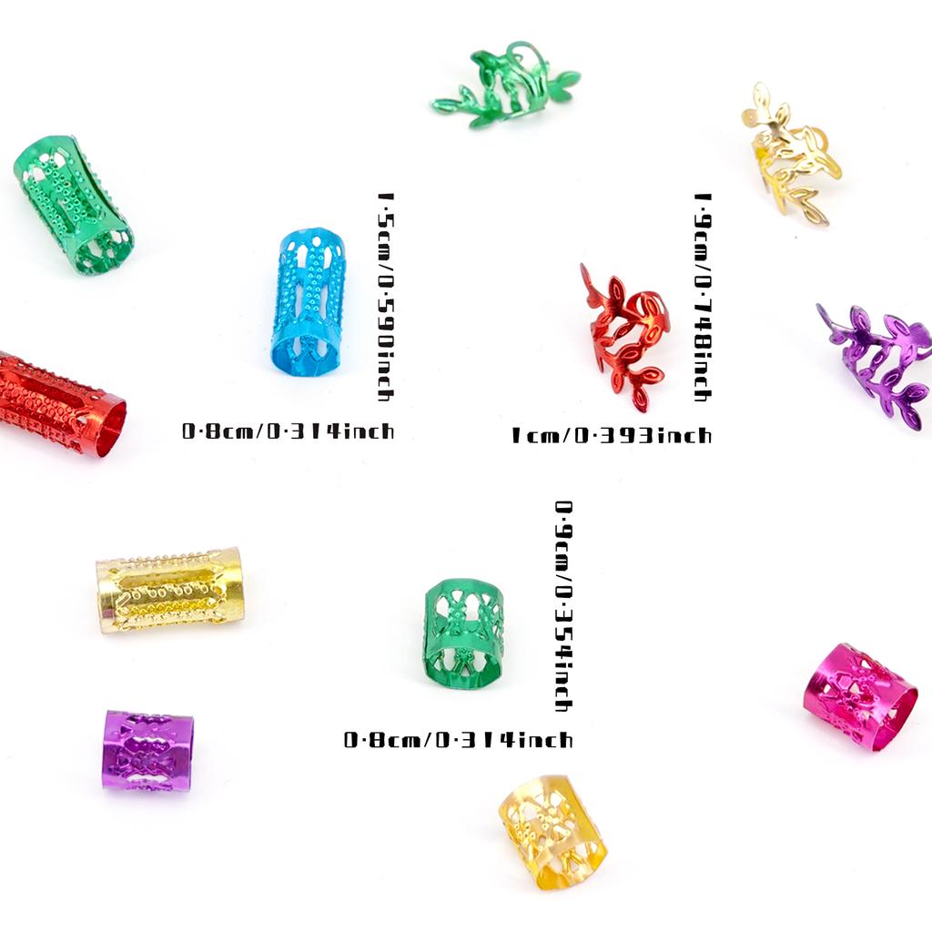 40pcs Mixed Color Hollow Out Dreadlock Hair Jewelry Accessories Street Hip-hop Style Hair Rings for Women Girls Music Festival