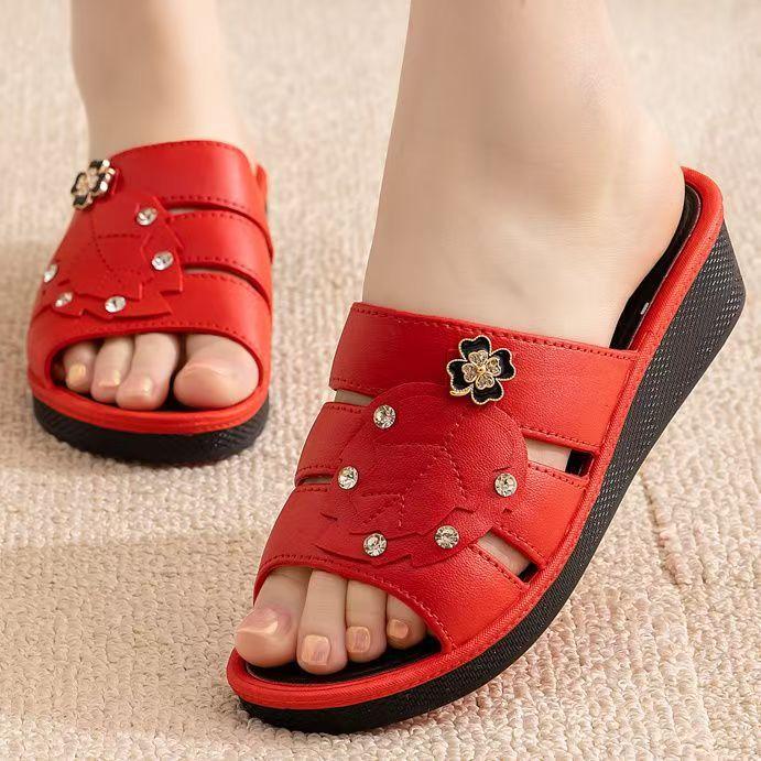 Spring fashion casual women's drag home non-slip versatile women's slope high-heeled slippers
