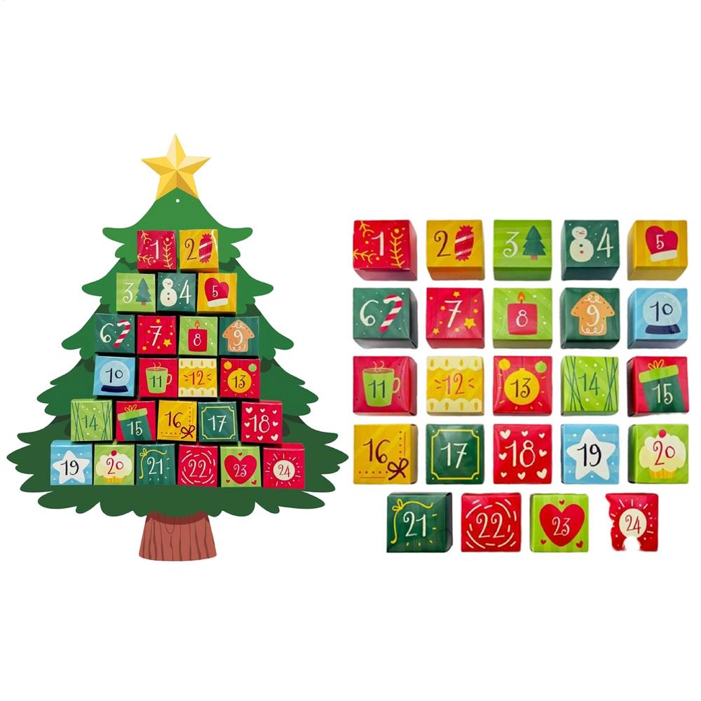 

DIY Christmas advent calendar 24 Days countdown Ornament Handmade gift box parent-child interactive Winter Holiday Party decor 24pcs