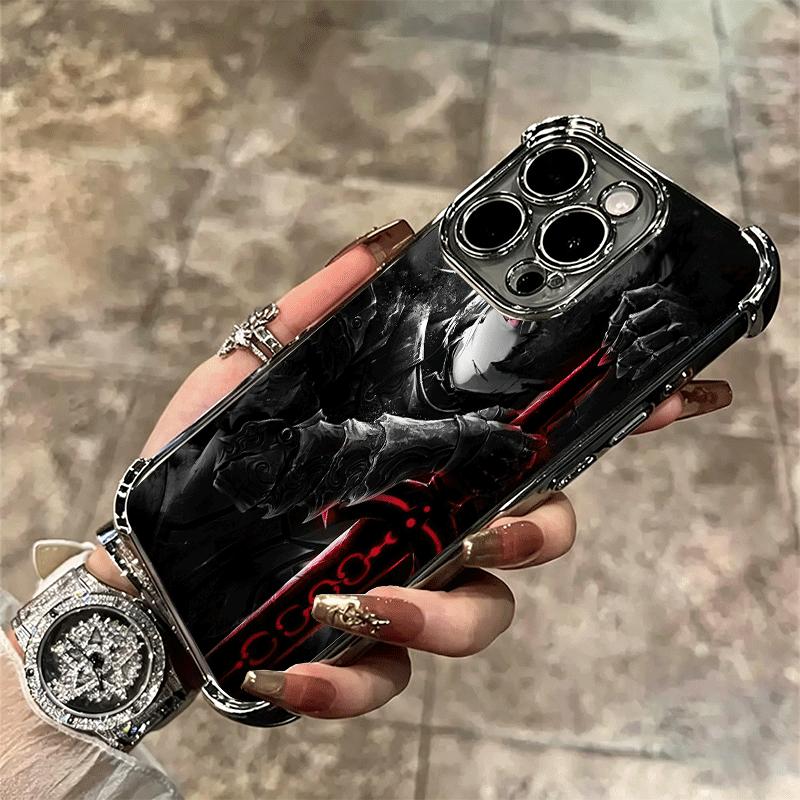 Fate Zero Stay Night Saber Plating Phone Case For Iphone 16 17 Pro Max Air 16E 14 15 Plus 12 13 Mini Anti-Fall Airabag Cover