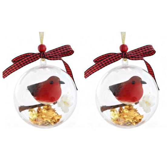 Nature's Birds Ball Ornament 3D Animal Clear Plastic Ball Decoration Christmas Tree Memorial Gift for Bird Lovers